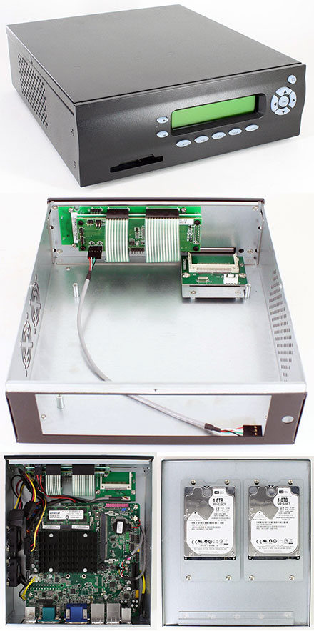 M400-LCD Mini-ITX Appliance Gehuse (picoLCD 20x2, CF USB Slot, 2x HDD/SSD)